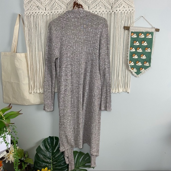 Edista Marled Neutral Beige Long Waterfall Sweater Cardigan Size Small - Picture 13 of 14